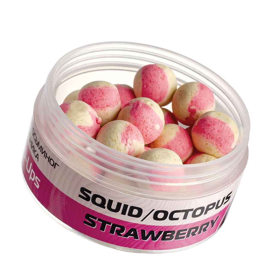 Бойли POP UPS | Кальмар восьминіг полуниця | 12mm Бойли POP UPS | Кальмар восьминіг полуниця | 12mm