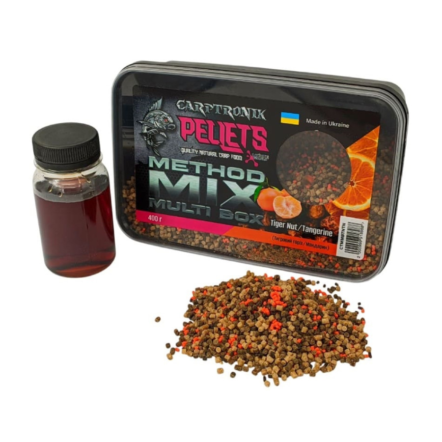 Пелетс Carptronik Method mix Multi Box, 400g (Ликвид Тигровый орех-мандарин 100g)