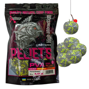 Готовый ПВА стик Carptronik lazy PVA stick pellets Halibut/Pineapple (Палтус/Ананас) 15шт