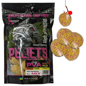 Готовый ПВА стик Carptronik lazy PVA stick pellets Honey/Corn (Мёд/кукуруза) 15шт