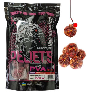 Готовый ПВА стик Carptronik lazy PVA stick Squid/Cranberry (Кальмар/Клюква) 15шт