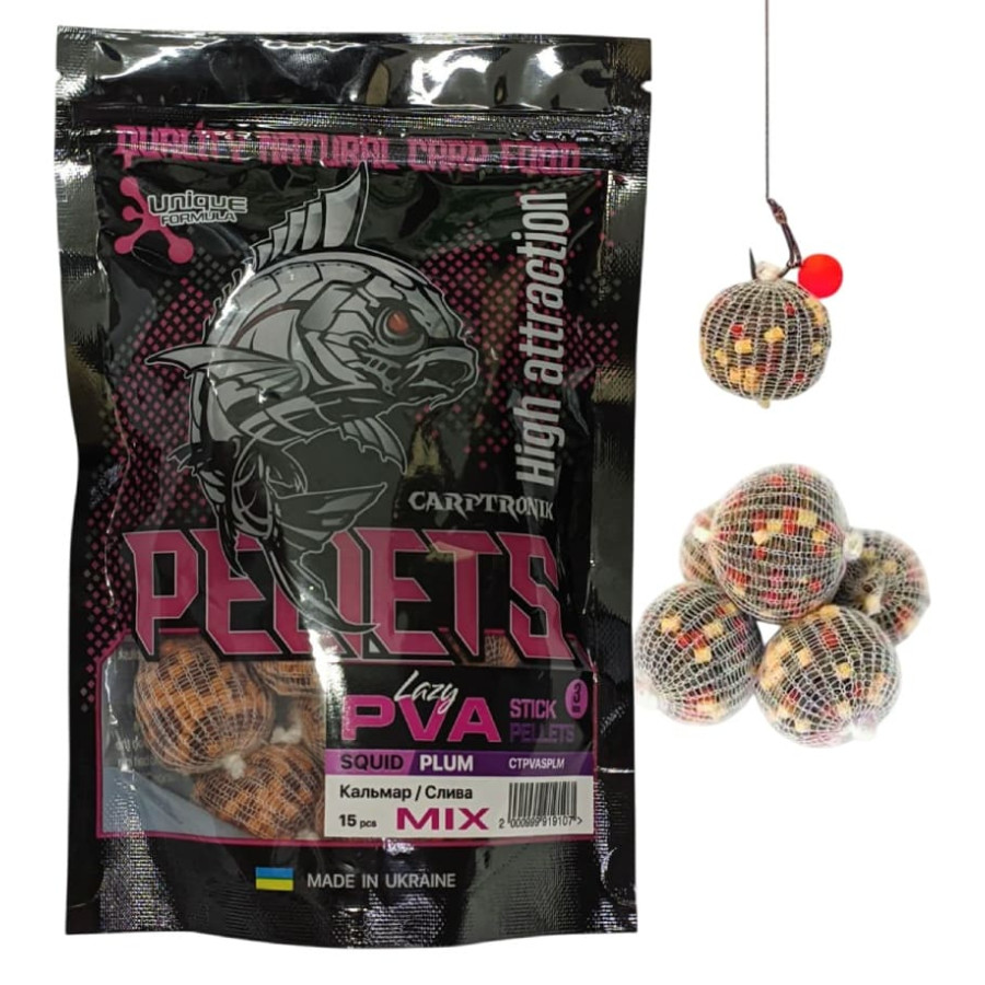 Готовый ПВА стик Carptronik lazy PVA stick Squid/Plum (Кальмар/Слива) 15шт