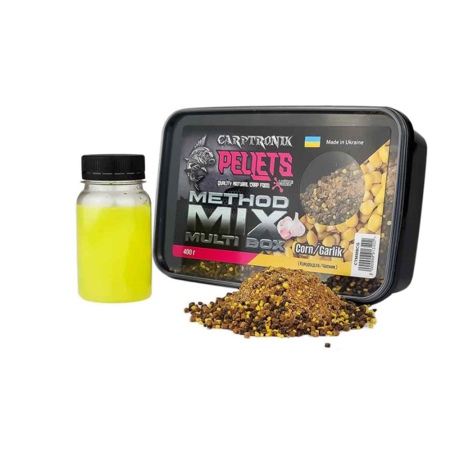 Пелетс Carptronik Method mix Multi Box, 400g (Ликвид Кукуруза-чеснок 100g)