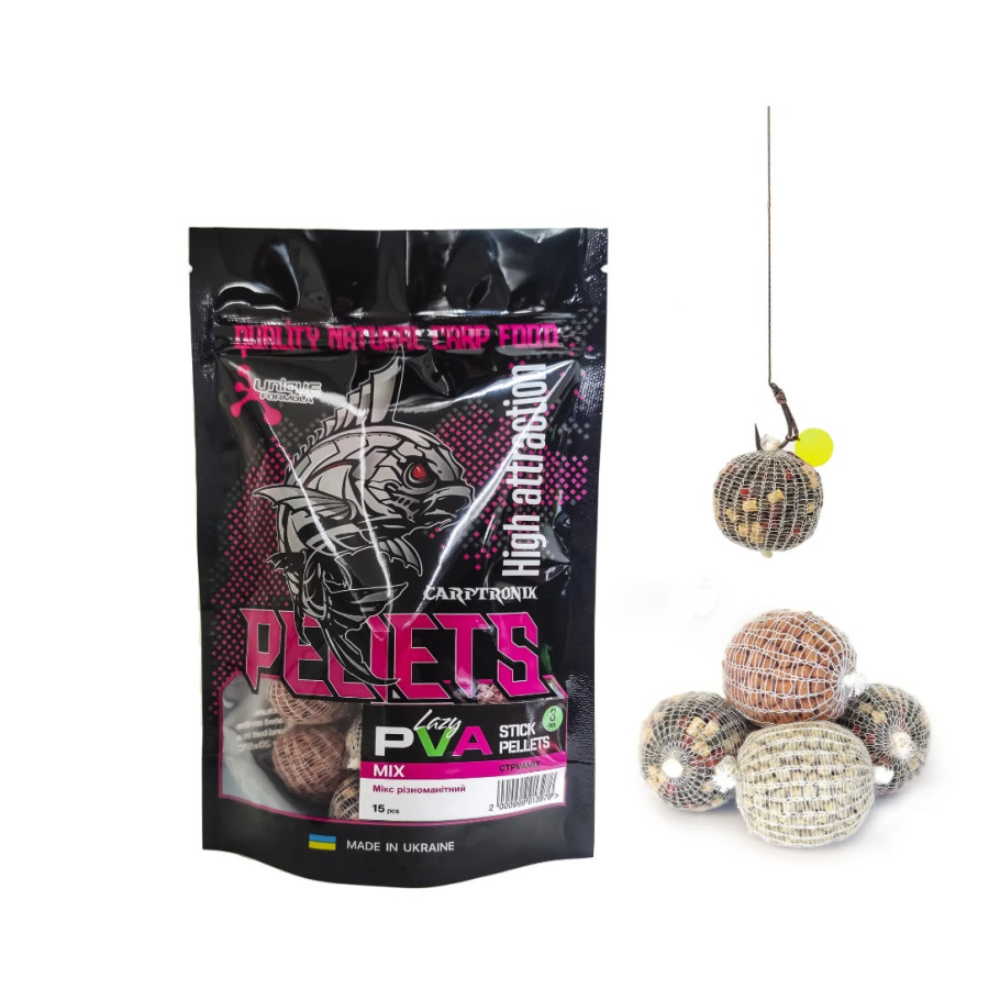 Готовый ПВА стик Carptronik lazy PVA stick pellets Mix (Разнообразный) 15шт