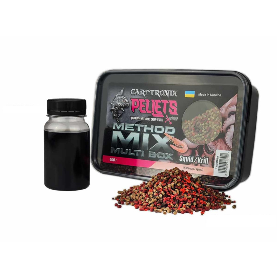 Пелетс Carptronik Method mix Multi Box, 400g (Ликвид Кальмар-криль 100g)