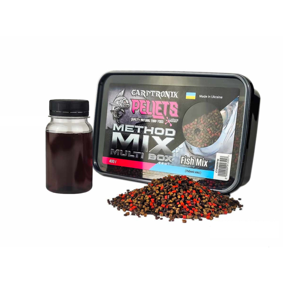 Пелетс Carptronik Method mix Multi Box, 400g (Ликвид Рыбный микс 100g)