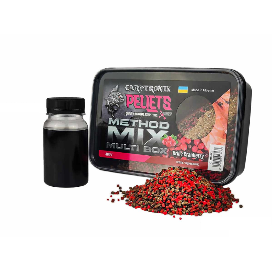 Пелетс Carptronik Method mix Multi Box, 400g (Ликвид Криль клюква 100g)