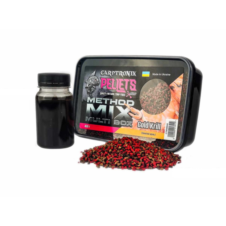 Пелетс Carptronik Method mix Multi Box, 400g (Ликвид Золотой-криль 100g)