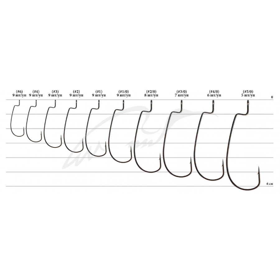 Гачок Decoy Worm 9 Upper Cut, # 5/0 (5 шт / уп) Гачок Decoy Worm 9 Upper Cut, # 5/0 (5 шт / уп)