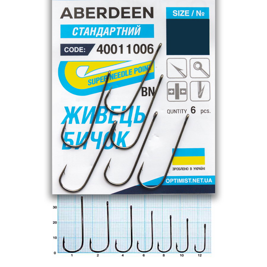 Крючок Optimist Aberdeen (Бычок,живец) № 1
