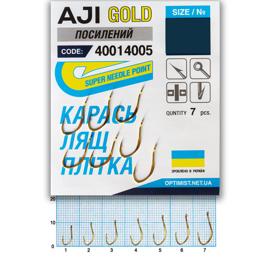 Гачок Optimist AJI GOLD самопідсікаючий  Карась, лящ, плотва  № 1