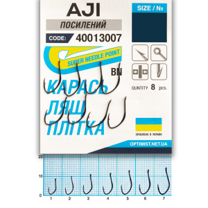 Крючок Optimist удочка AJI BN усиленный /Карась, лещ, плотва/ № 1