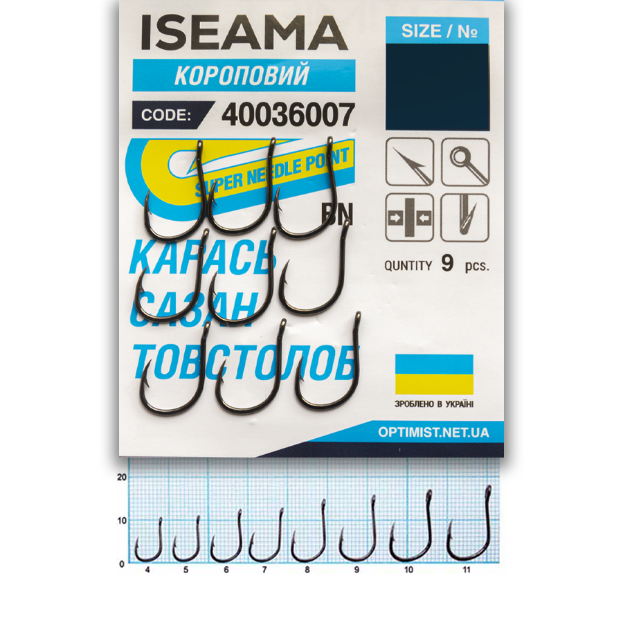 Крючок Optimist ISEAMA (карась, сазан, толстолоб) № 4