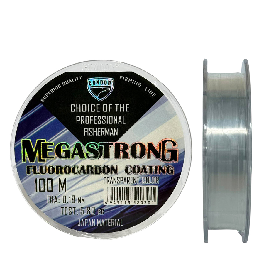 Волосінь Condor MegaStrong Fluorocarbon Coating 100m 0.18mm Волосінь Condor MegaStrong Fluorocarbon Coating 100m 0.18mm