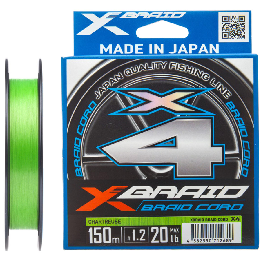 Шнур YGK X-Braid Braid Cord X4 150m #2.0/0.235mm 30lb/13.5kg Шнур YGK X-Braid Braid Cord X4 150m #2.0/0.235mm 30lb/13.5kg