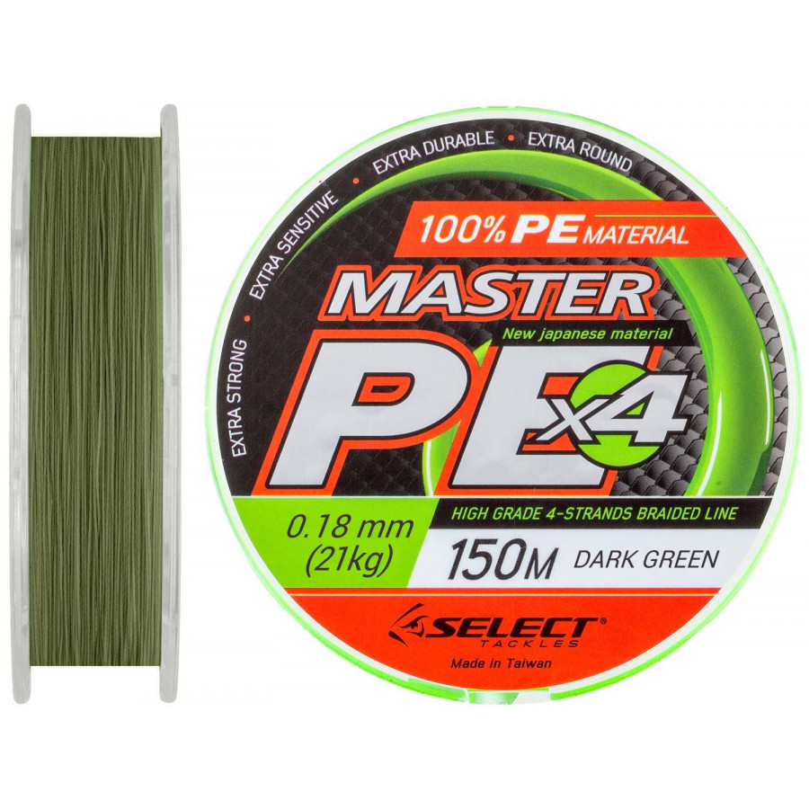 Шнур Select Master PE 150m 0.18mm 21кг темн.-зел.