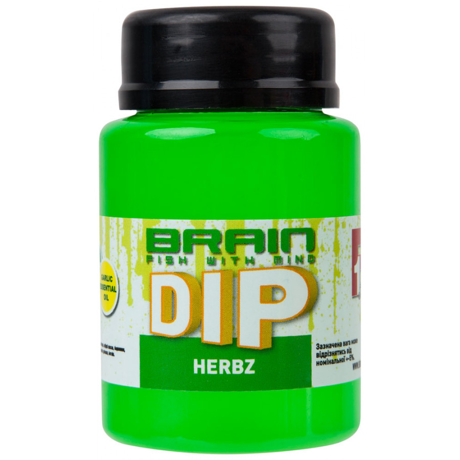 Діп для бойлів Brain F1 Herbz (м'ята з часником) 100ml Діп для бойлів Brain F1 Herbz (м'ята з часником) 100ml