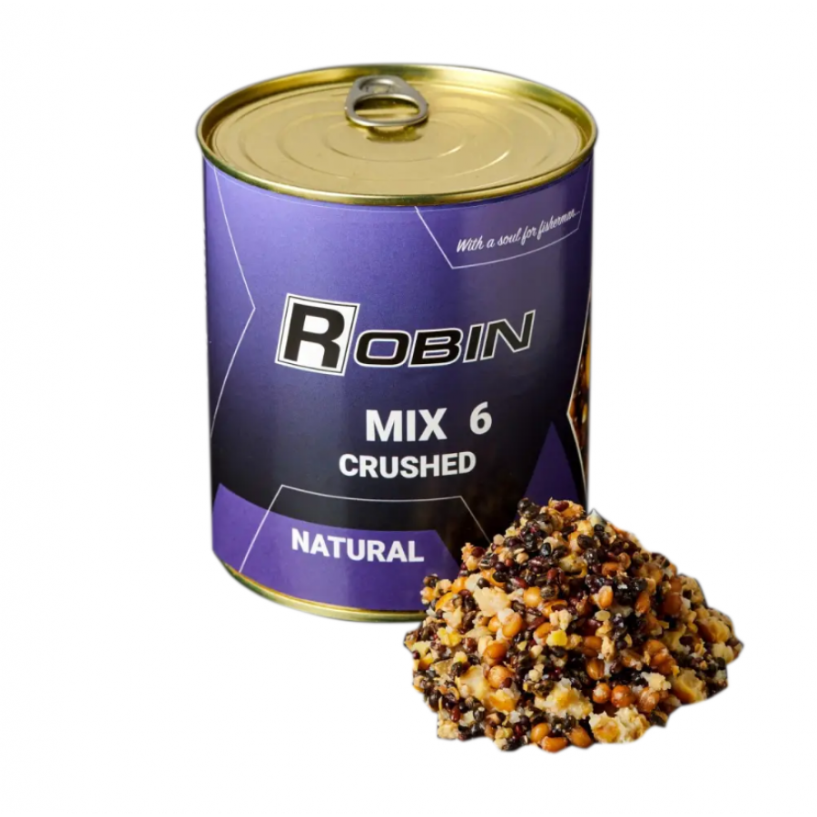 MIX-6 зерен дробленная ROBIN 900ml ж/б Натур