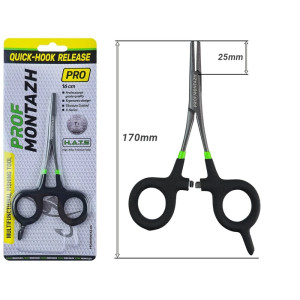 Зажим-корнцанг ProfMontazh Quick-Hook Release PRO 16 см с ножницами