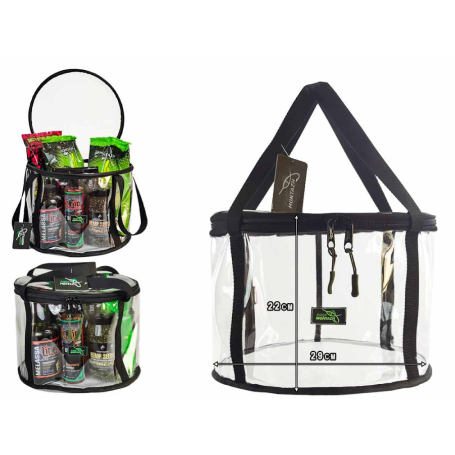 Сумка відро ПрофМонтаж для прикормки з кришкою прозоре 29х22см