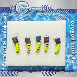 Мормышка вольфрамовая |445| столбик с кубом хамелеон лимон 1,5 0,3g Мормышка вольфрамовая |445| столбик с кубом хамелеон лимон 1,5 0,3g