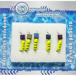 Мормышка вольфрамовая |446| столбик с кубом хамелеон лимон 2 0,5g Мормышка вольфрамовая |446| столбик с кубом хамелеон лимон 2 0,5g