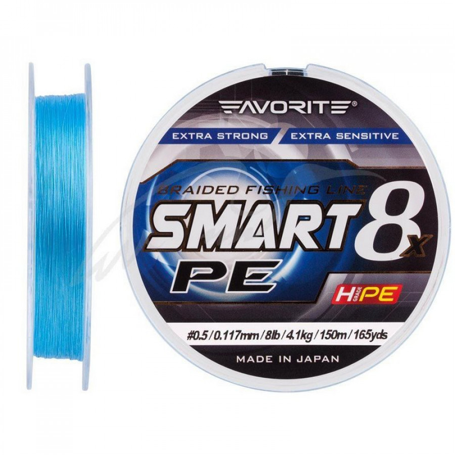 Шнур Favorite Smart PE 8x 150м (sky blue) # 0.5 / 0.117mm 8lb / 4.1kg