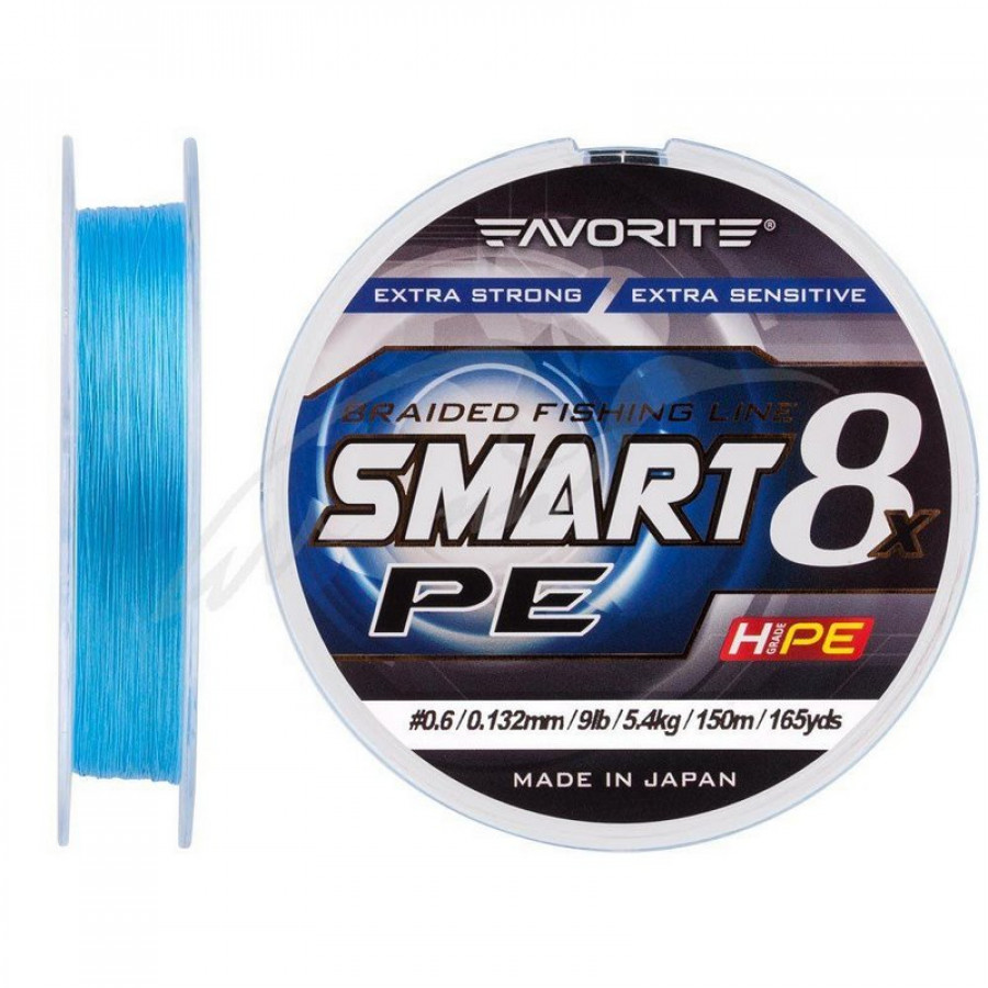 Шнур Favorite Smart PE 8x 150м (sky blue) # 0.6 / 0.132mm 9lb / 5.4kg