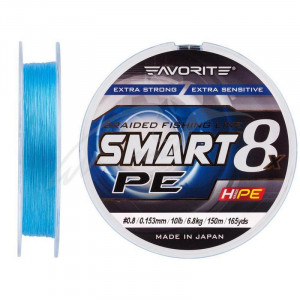 Шнур Favorite Smart PE 8x 150м (sky blue) # 0.8 / 0.153mm 10lb / 6.8kg Шнур Favorite Smart PE 8x 150м (sky blue) # 0.8 / 0.153mm 10lb / 6.8kg