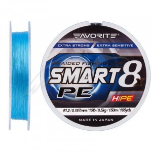 Шнур Favorite Smart PE 8x 150м (sky blue) # 1.2 / 0.187mm 15lb / 9.5kg Шнур Favorite Smart PE 8x 150м (sky blue) # 1.2 / 0.187mm 15lb / 9.5kg