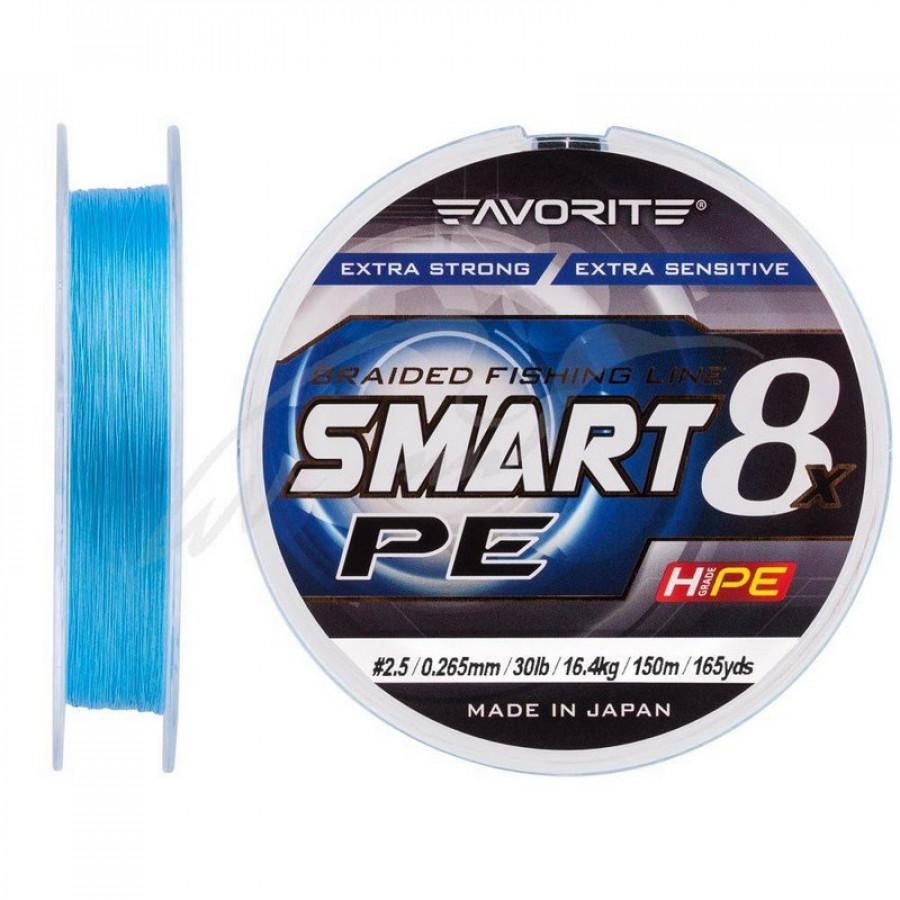 Шнур Favorite Smart PE 8x 150м (sky blue) # 2.5 / 0.265mm 30lb / 16.4kg