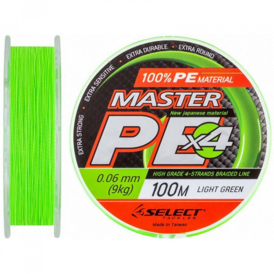 Шнур Select Master PE 100m 0.12mm 15кг салат