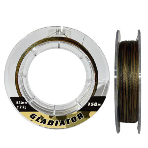 Шнур "Gladiator" Camo 4-х жильный 0.14mm 150m 9.91kg