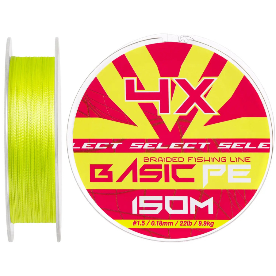 Шнур Select Basic PE 100m (салат.) 0.18mm 22LB / 9.9kg